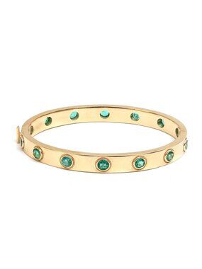 Emerald Bezel-Set 14K (Custom) Yellow Gold Bangle Bracelet